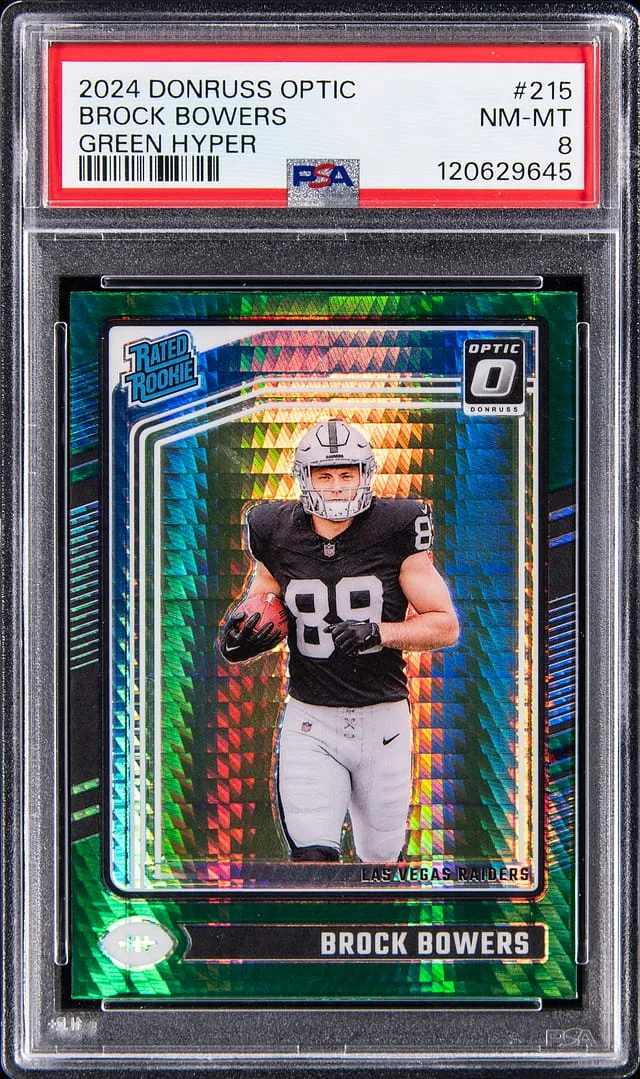 2024 Panini Donruss Optic Brock Bowers Green Hyper #215 card image
