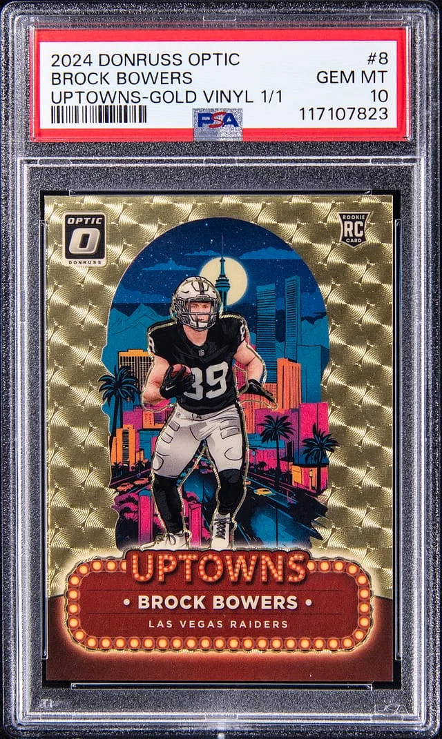 2024 Panini Donruss Optic Brock Bowers Uptowns Gold Vinyl Prizm #8 card image
