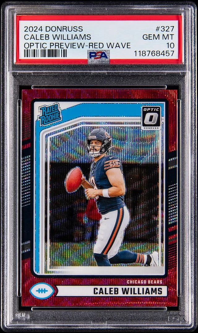 2024 Panini Donruss Optic Caleb Williams Preview Red Wave #327 card image