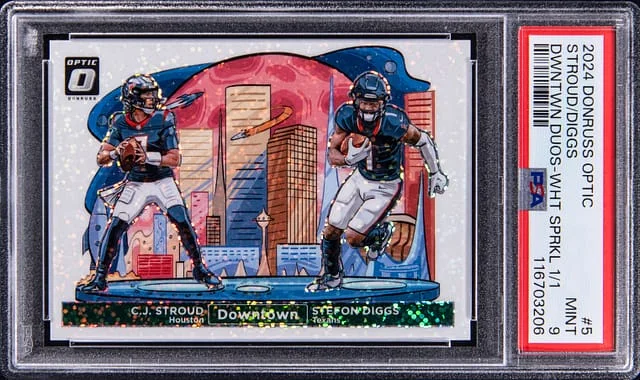 2024 Panini Donruss Optic C.J. Stroud/Stefon Diggs Downtown Duos White Sparkle Prizm #5 card image