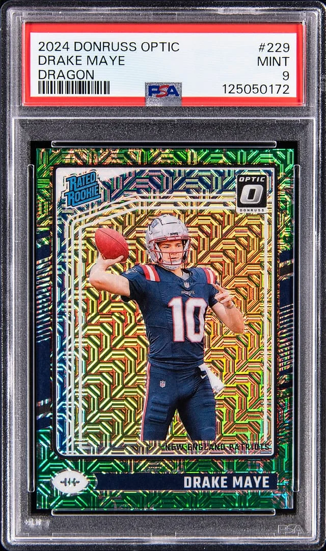 2024 Panini Donruss Optic Drake Maye Rated Dragon Prizm #229 card image