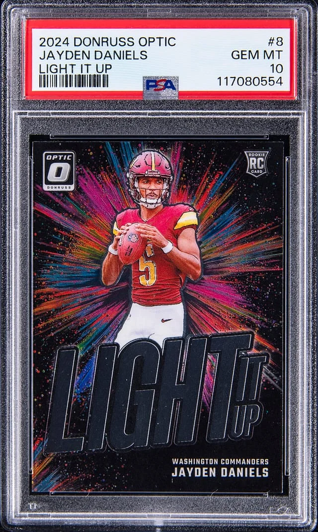 2024 Panini Donruss Optic Jayden Daniels Light it Up #8 card image