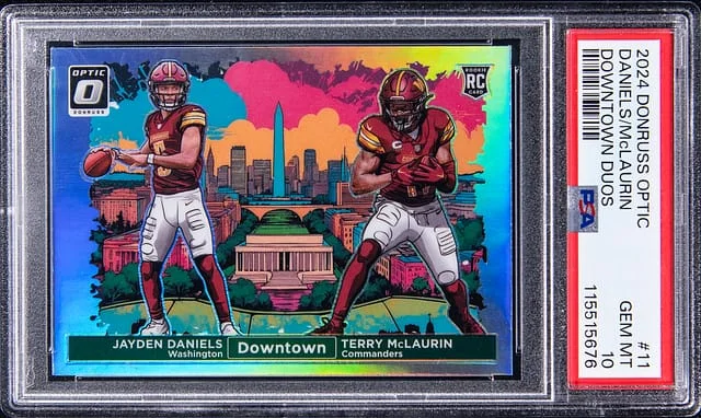 2024 Panini Donruss Optic Jayden Daniels /Terry McLaurin Downtown Duos #11 card image