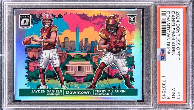 2024 Panini Donruss Optic Jayden Daniels/Terry McLaurin Downtown Duos #11 card image