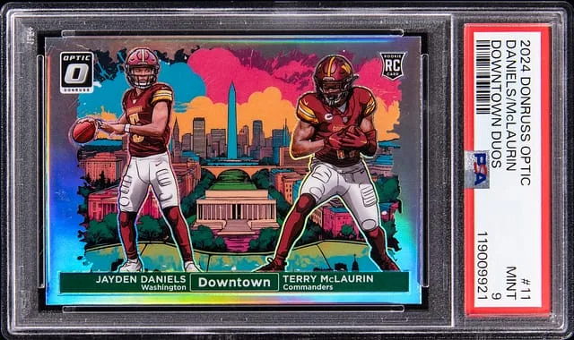 2024 Panini Donruss Optic Jayden Daniels/Terry McLaurin Dual Downtown Duos #11 card image