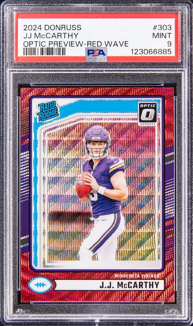 2024 Panini Donruss Optic J.J. McCarthy Preview Red Wave #303 card image