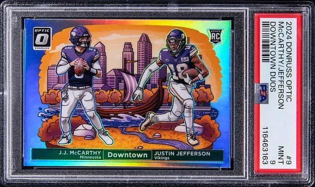 2024 Panini Donruss Optic JJ McCarthy, Justin Jefferson Downtown Duos #9 card image