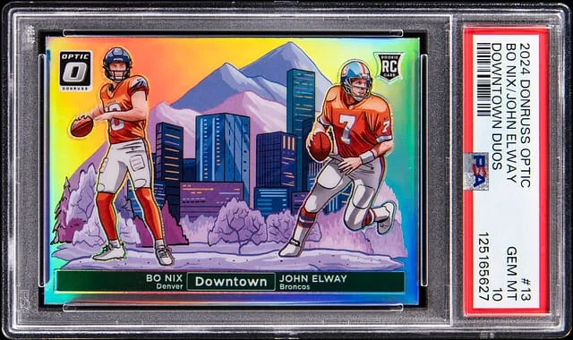 2024 Panini Donruss Optic John Elway/Bo Nix Downtown Duos #13 card image