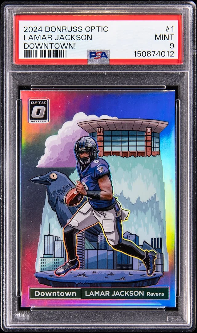 2024 Panini Donruss Optic Lamar Jackson Downtown! #1 card image
