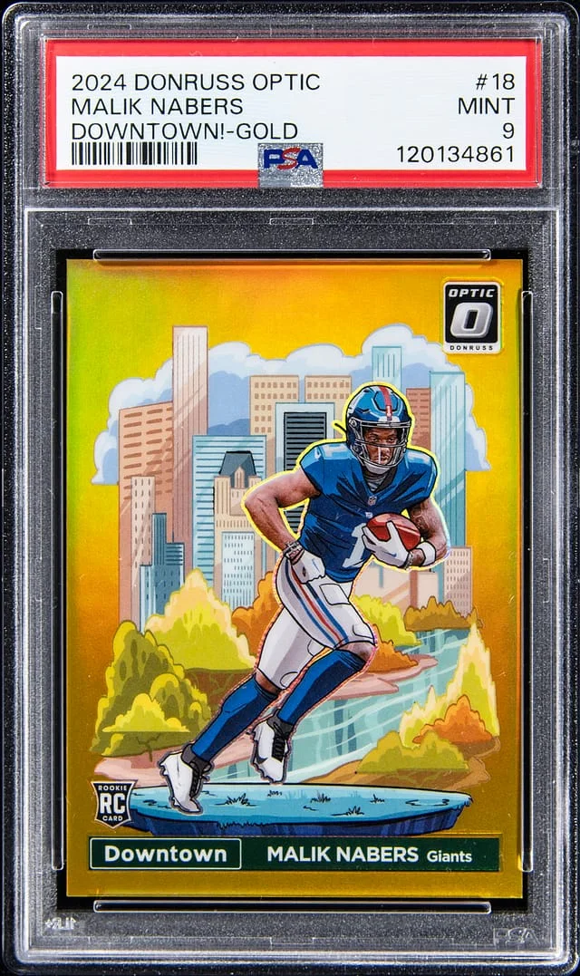 2024 Panini Donruss Optic Malik Nabers Downtown! Gold Prizm #18 card image
