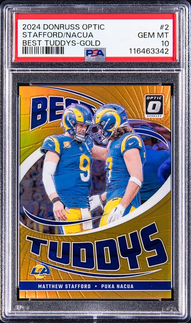 2024 Panini Donruss Optic Matthew Stafford/Puka Nacua Best Tuddys Gold #2 card image