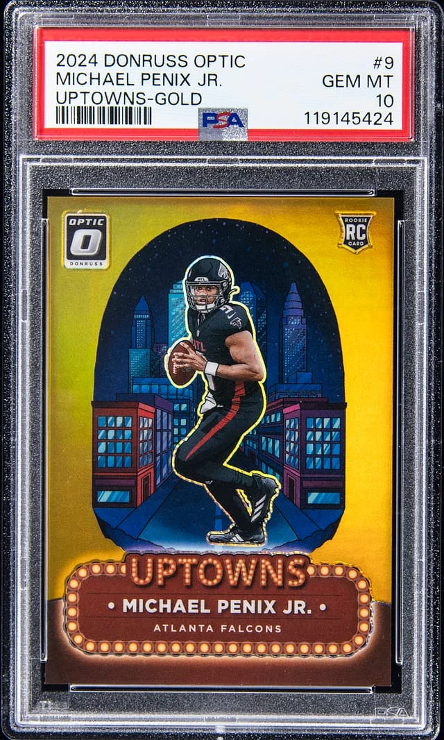 2024 Panini Donruss Optic Michael Penix Uptowns Gold Prizm #9 card image