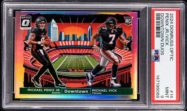 2024 Panini Donruss Optic Michael Vick/Michael Penix Jr. Downtown Duos #14 card image