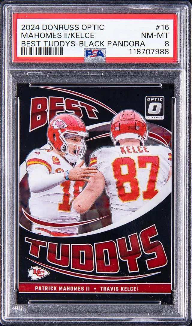 2024 Panini Donruss Optic Patrick Mahomes II, Travis Kelce #16 Best Tuddy's Black Pandora #16 card image