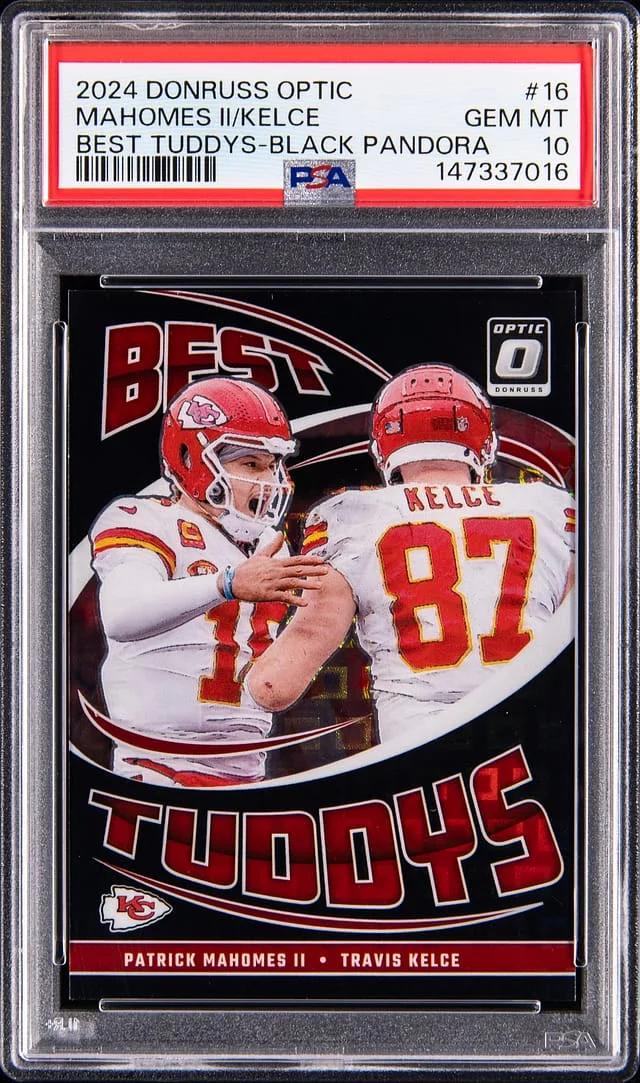 2024 Panini Donruss Optic Patrick Mahomes II/Travis Kelce Best Tuddys Black Pandora #16 card image