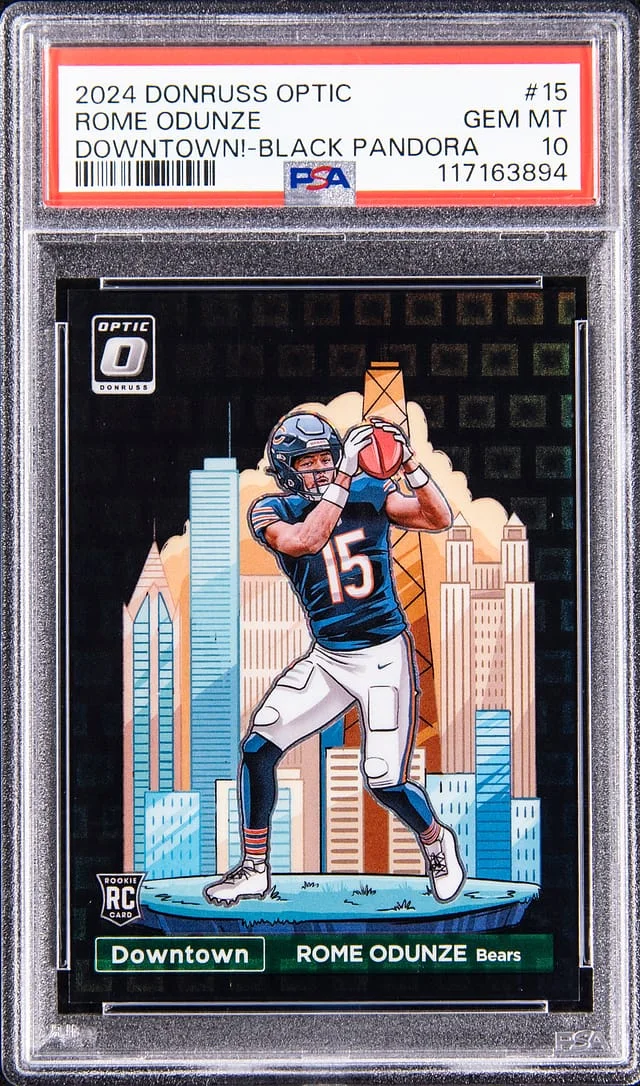 2024 Panini Donruss Optic Rome Odunze Downtown! White Sparkle Prizm #15 card image