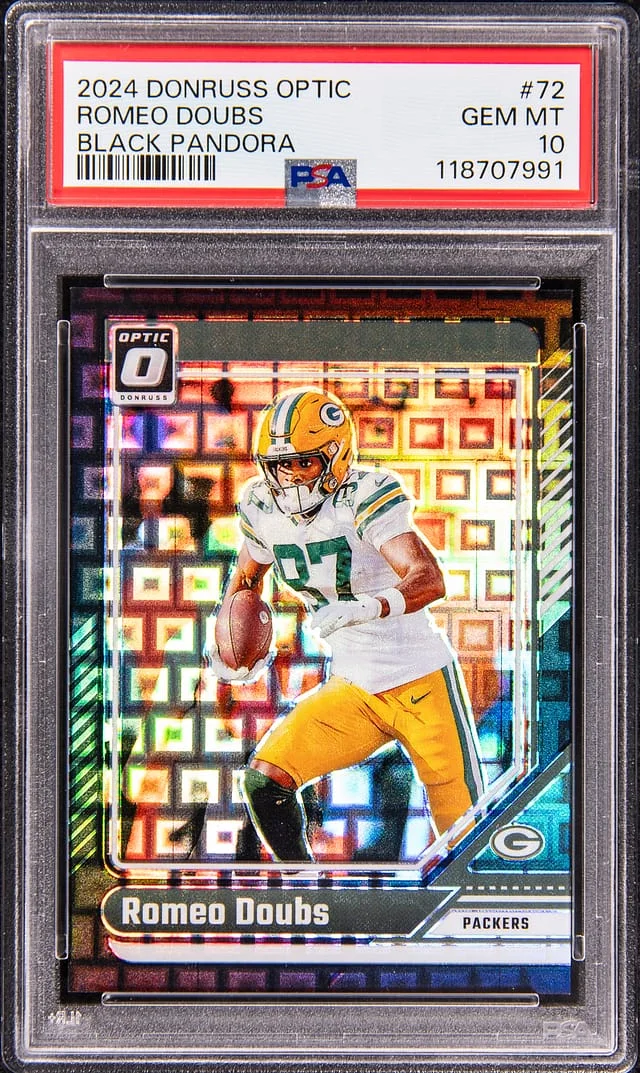 2024 Panini Donruss Optic Romeo Doubs Black Pandora #72 card image