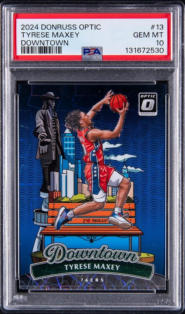 2024 Panini Donruss Optic Tyrese Maxey Downtown #13 card image