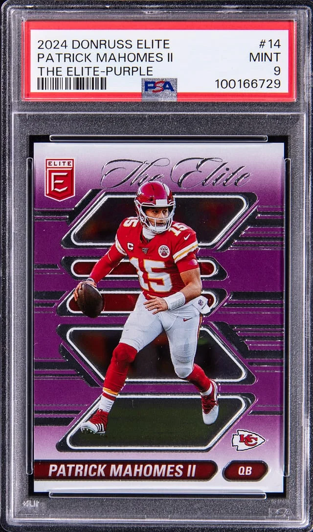 2024 Panini Donruss Patrick Mahomes II The Elite Purple #14 card image