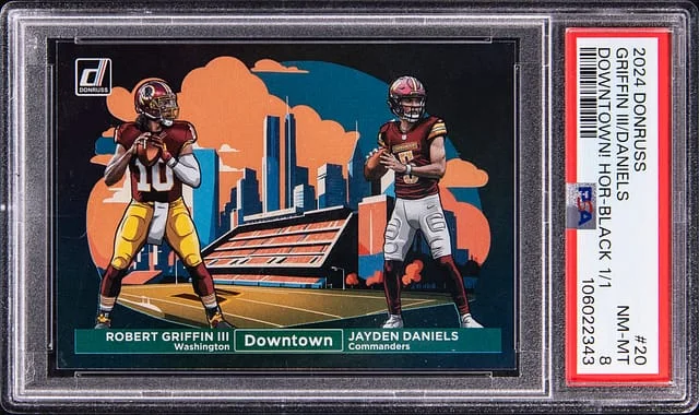 2024 Panini Donruss Robert Griffin III/Jayden Daniels Downtown Horizontal Black #20 card image