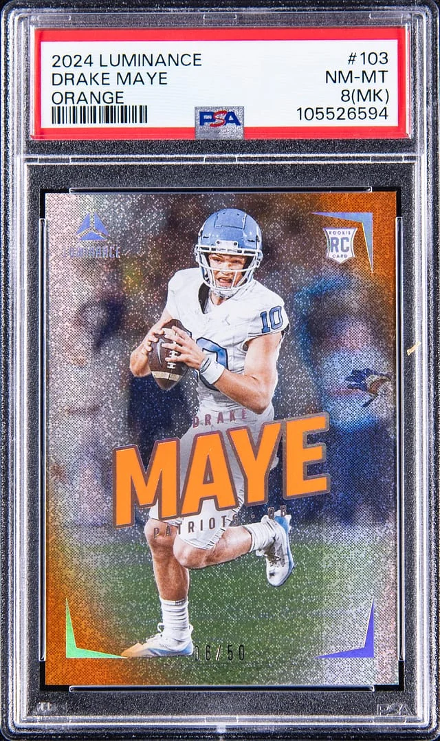2024 Panini Drake Maye Luminance Orange #103 card image
