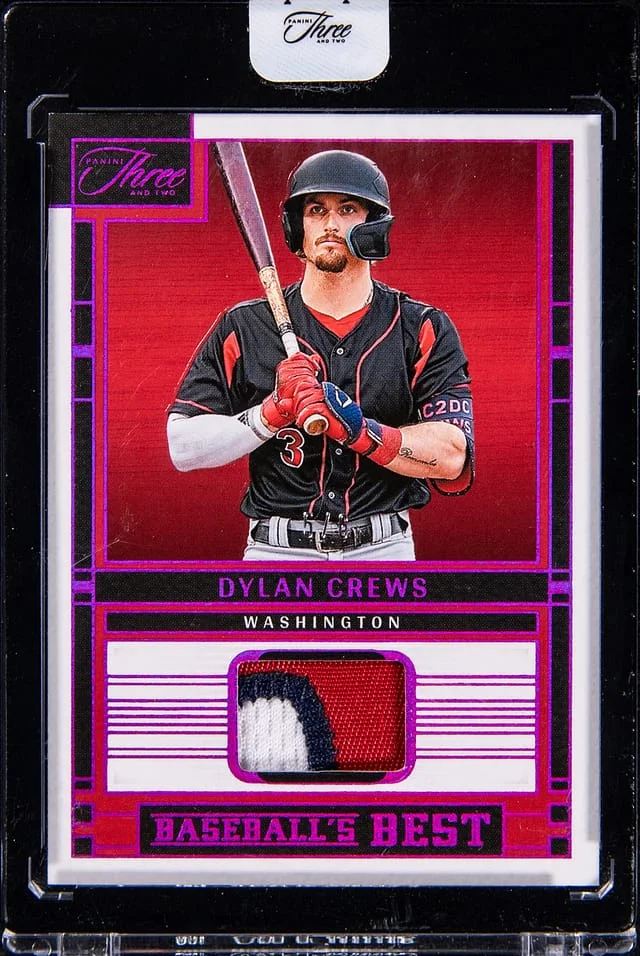 2024 Panini Dylan Crews Patch - Panini Encased Three and Two Baseballs Best Materials Pink #BBM-DC card image