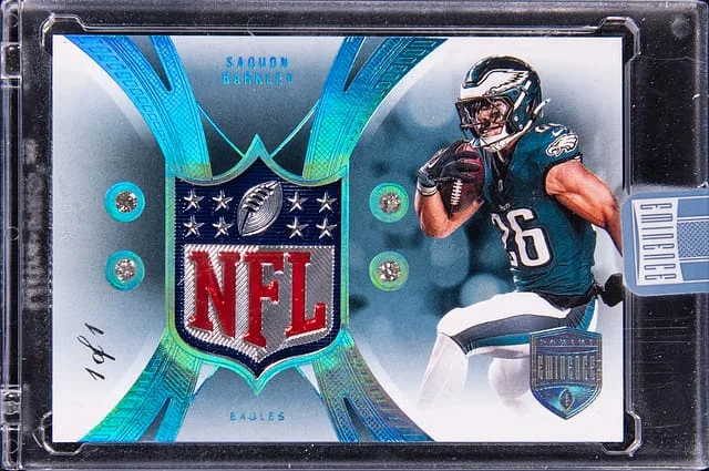 2024 Panini Eminence Saquon Barkley Diamond Relic NFL Shield NFL Shield Diamond Signatures #NFLS-SBY card image