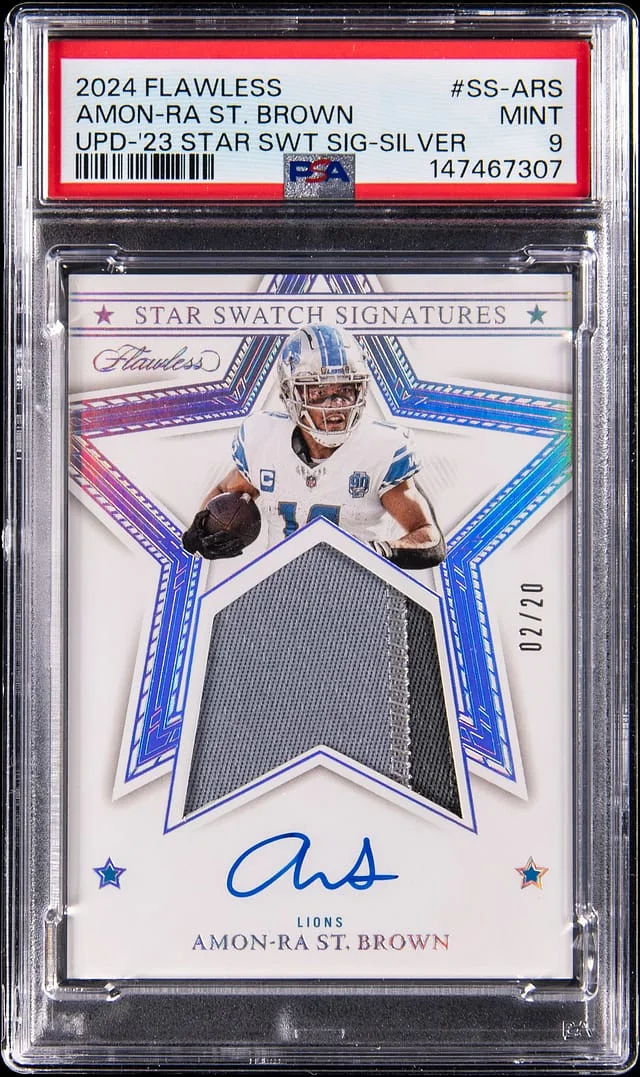 2024 Panini Flawless Amon-Ra St. Brown Update '23 Start Swatch Signature Silver #SS-ARS card image
