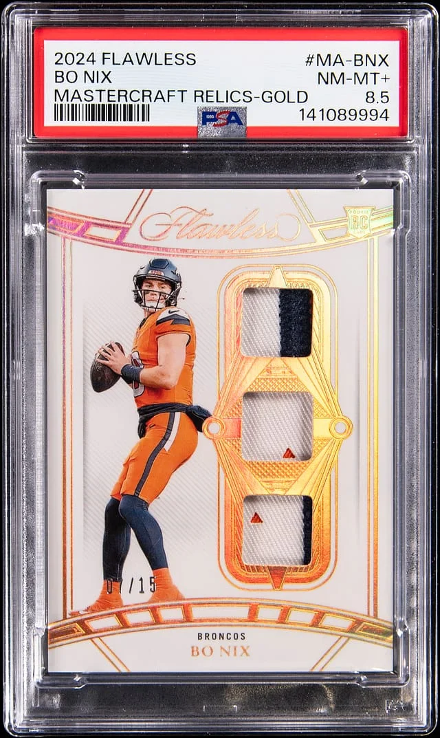 2024 Panini Flawless Bo Nix Mastercraft Relics Gold #MA-BNX card image