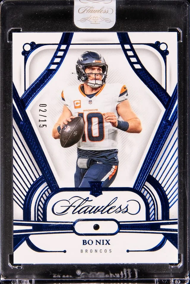 2024 Panini Flawless Bo Nix Relic - Panini Encased Sapphire #105 card image