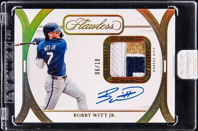 2024 Panini Flawless Bobby Witt Jr. Prime Patch Autographs Gold #PPH-BWJ card image
