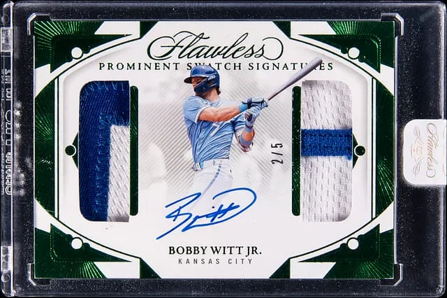 2024 Panini Flawless Bobby Witt Jr. Prominent Swatch Signatures Emerald #PSS-BWJ card image