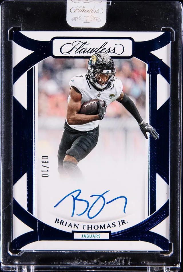 2024 Panini Flawless Brian Thomas Jr. Frame Signatures Sapphire #RFS-BTJ card image