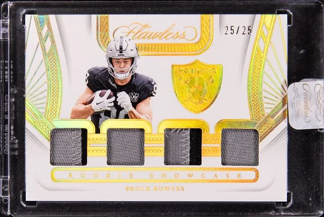 2024 Panini Flawless Brock Bowers Relic - Panini Encased Showcase Gold #RS-BBS card image