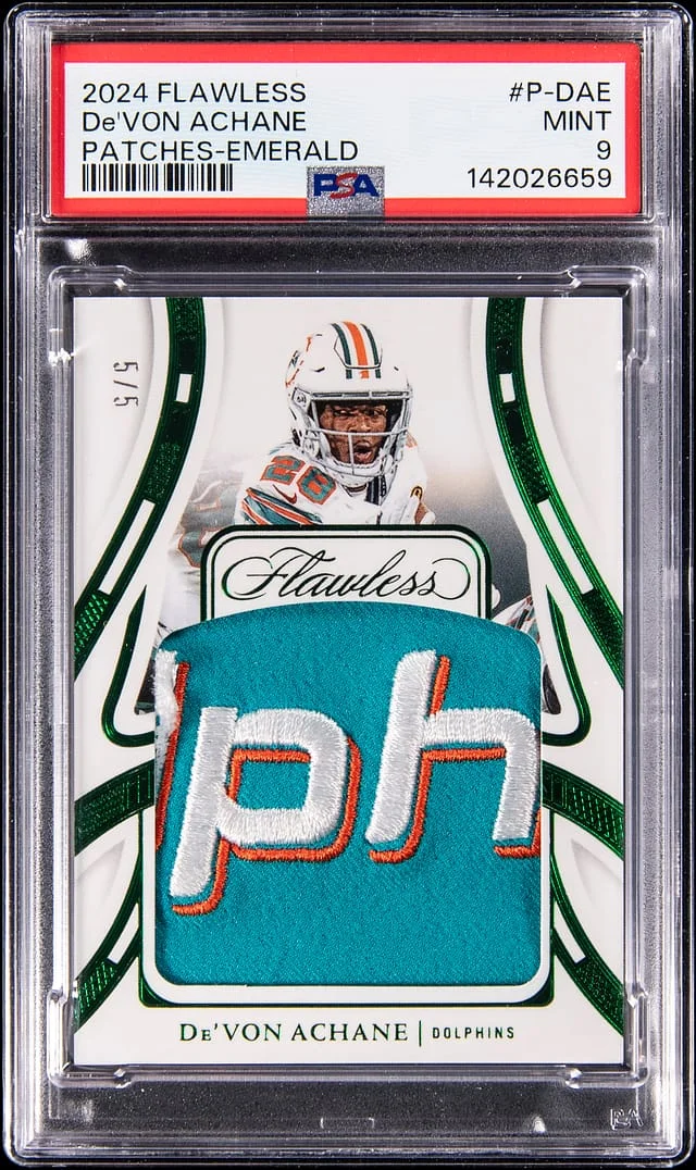 2024 Panini Flawless De'Von Achane Patches-Emerald #P-DAE card image