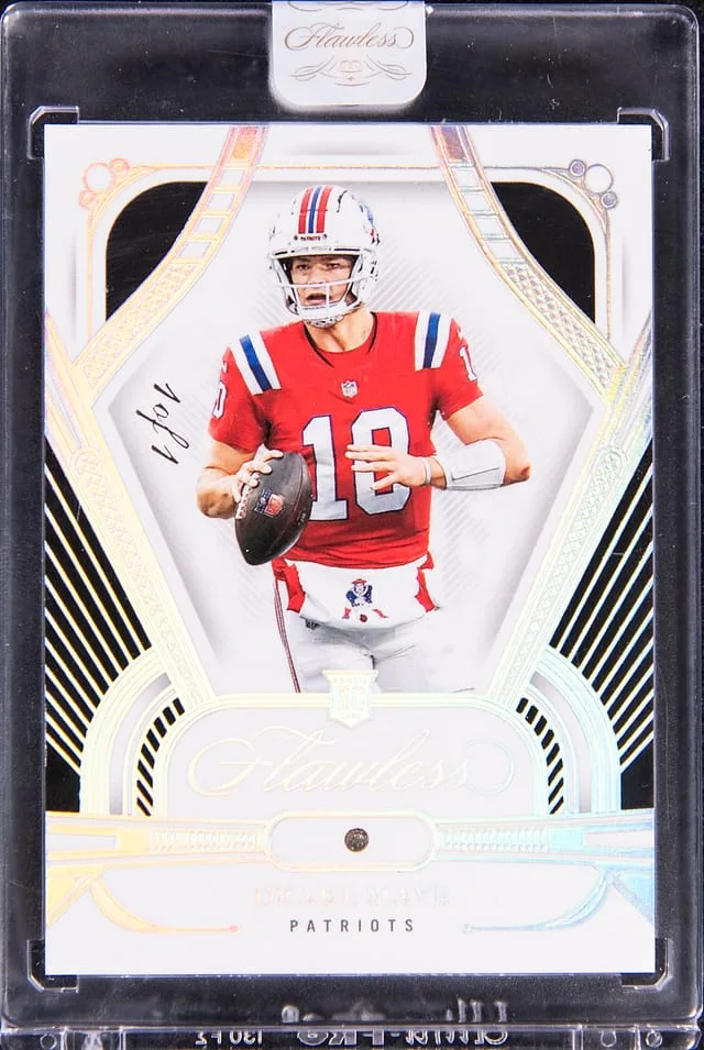 2024 Panini Flawless Drake Maye Diamond Relic - Panini Encased Black Diamond #101 card image