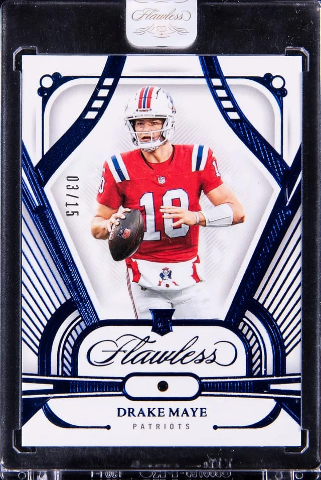 2024 Panini Flawless Drake Maye Relic - Panini Encased Sapphire #101 card image