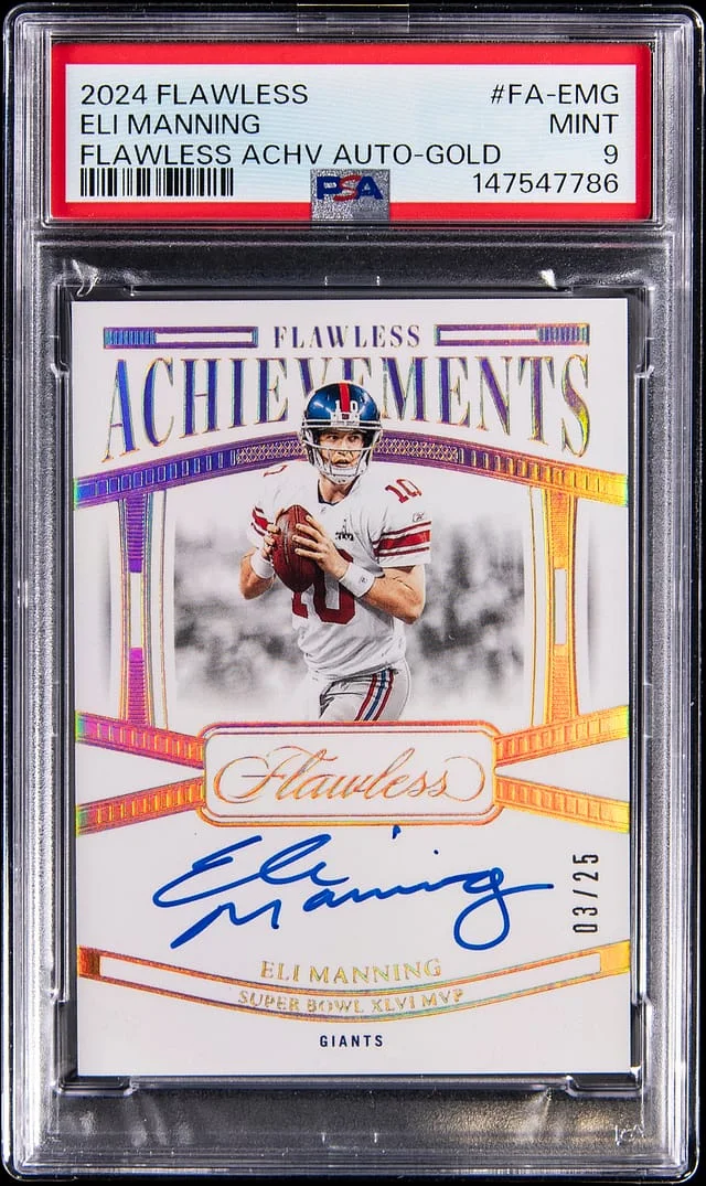 2024 Panini Flawless Eli Manning Achievements Autograph Gold #FA-EMG card image