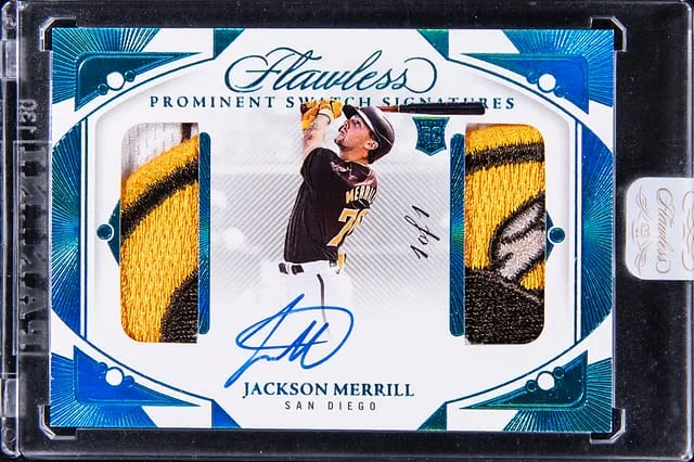 2024 Panini Flawless Jackson Merrill Prominent Swatch Signatures Platinum #PSS-JM card image