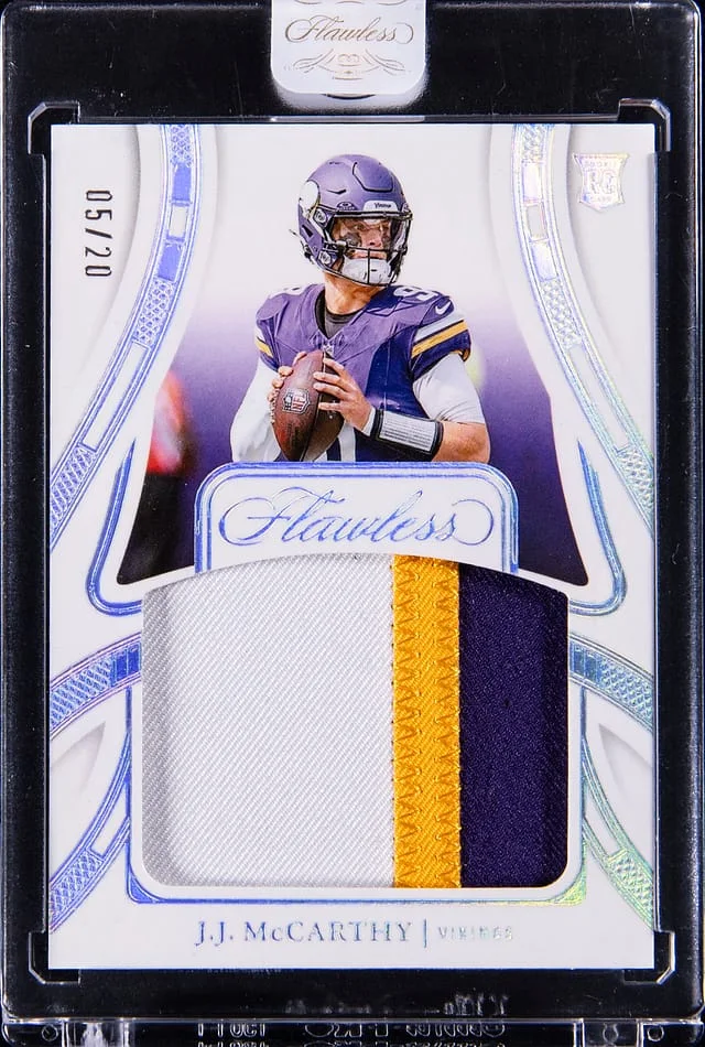 2024 Panini Flawless J.J. McCarthy Patch (05/20) - Panini Encased Patches #FRP-JJM card image