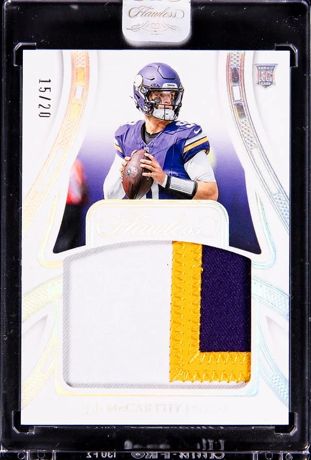 2024 Panini Flawless J.J. McCarthy Patch - Panini Encased Patches #FRP-JJM card image