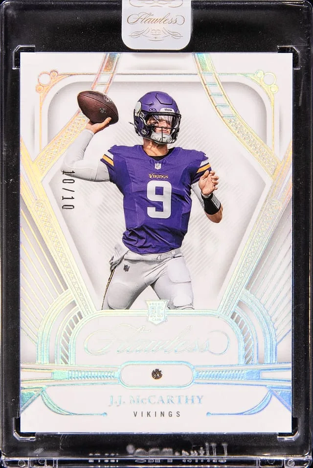 2024 Panini Flawless J.J. McCarthy Relic - Panini Encased Diamond #104 card image