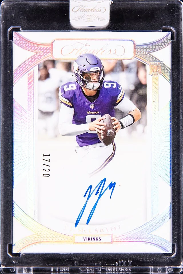 2024 Panini Flawless J.J. McCarthy Frame Signatures Silver #RFS-JJM card image
