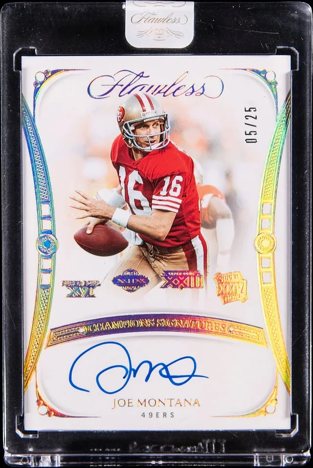 2024 Panini Flawless Joe Montana Championship 4x Signatures #4X-JMA card image
