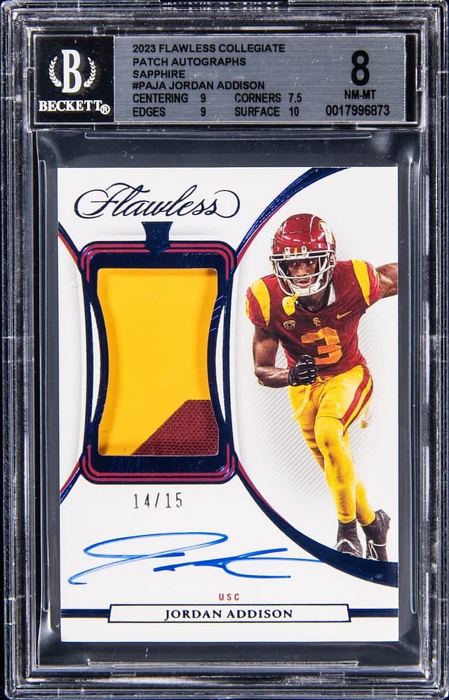 2024 Panini Flawless Jordan Addison Collegiate Patch Autographs-Sapphire #PAJA card image