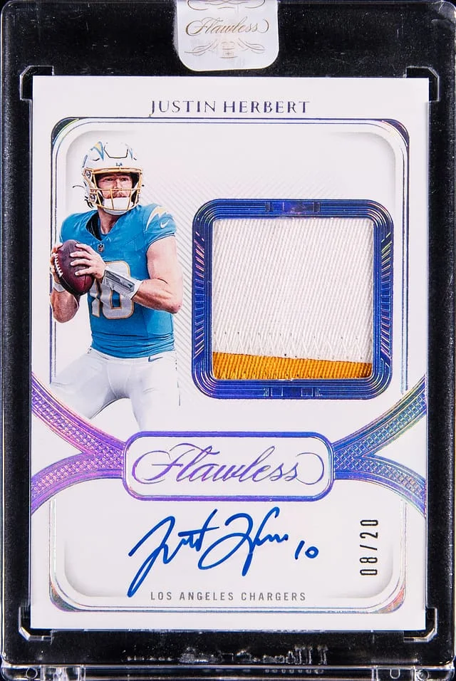 2024 Panini Flawless Justin Herbert Distinguished Patch Autographs #DPA-JHT card image