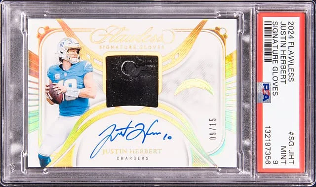 2024 Panini Flawless Justin Herbert Signature Gloves #S-JHT card image
