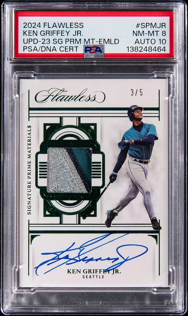 2024 Panini Flawless Ken Griffey Jr. Update '23 Signature Prime Materials-Emerald #SPM-JR card image