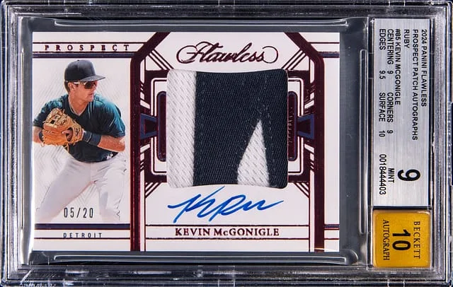 2024 Panini Flawless Kevin McGonigle Prospect Patch Autographs Ruby #PPA-KM card image