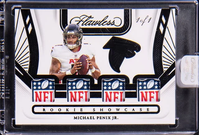 2024 Panini Flawless Michael Penix Jr. NFL Shield Patch - Panini Encased Showcase #RS-MPJ card image